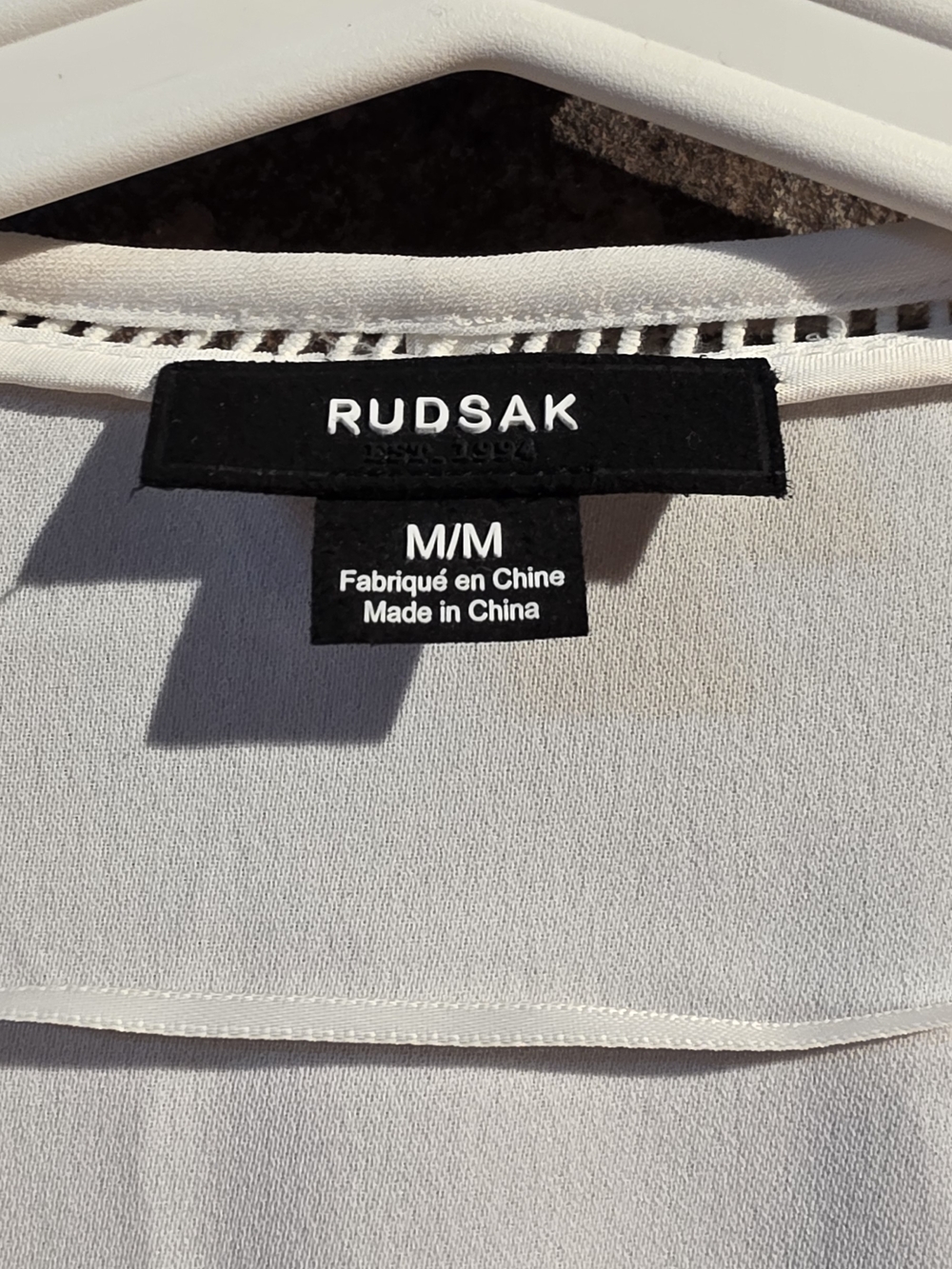 RUDSAK White Lightweight Blouse with Ladder Trim - Picture 2 of 3
